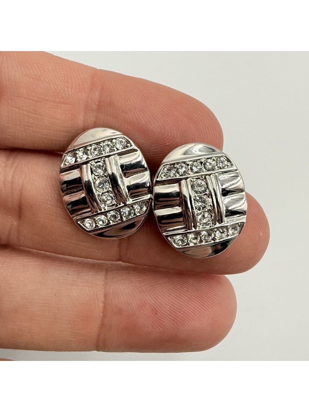 Camrose & Kross JBK Jackie Bouvier Kennedy Silver Tone Rhinestone Post Earrings